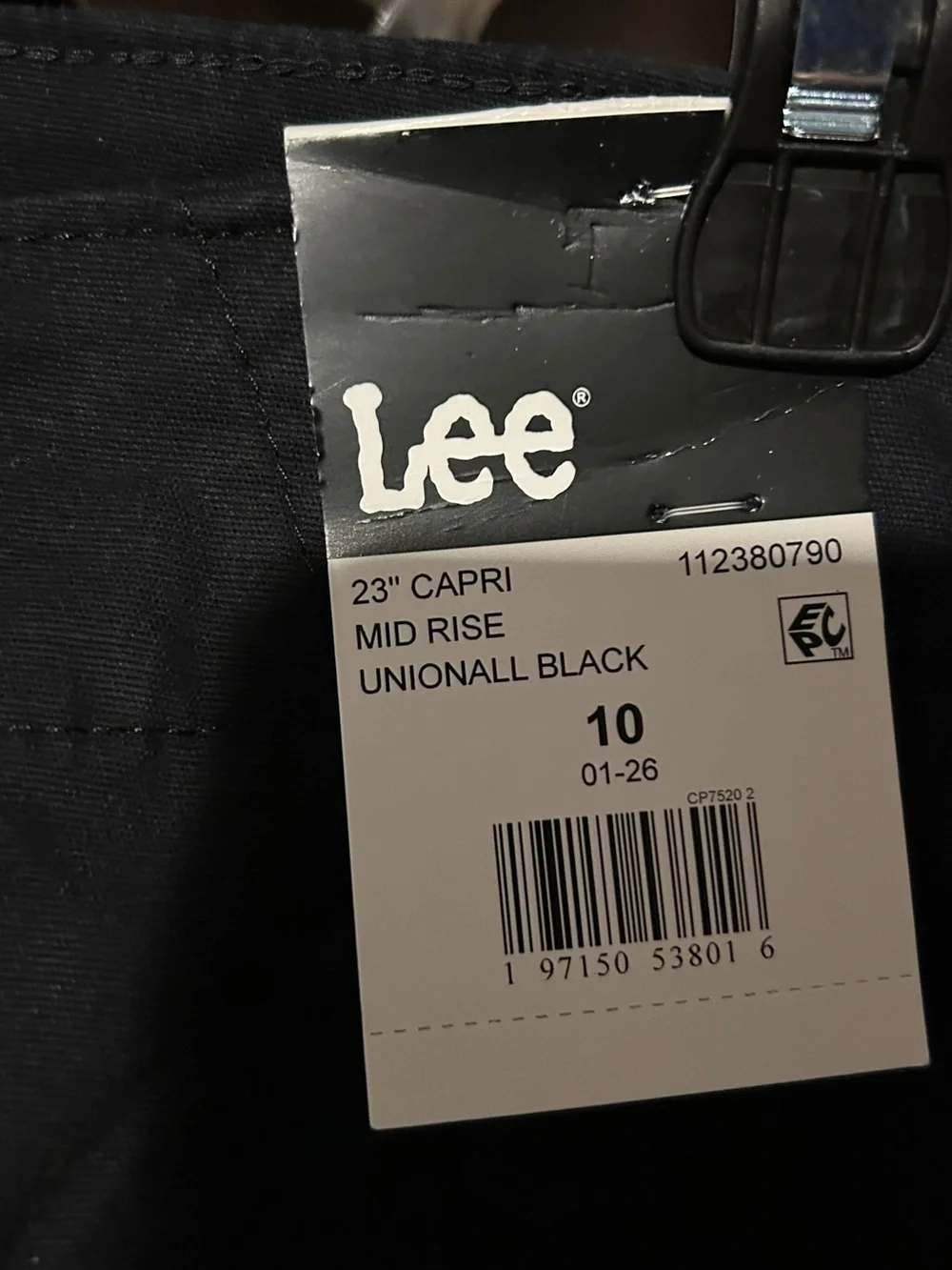 Lee Women’s Mid Rise 23” Capri Pants Black Size 10 Stretch NWT Cotton
